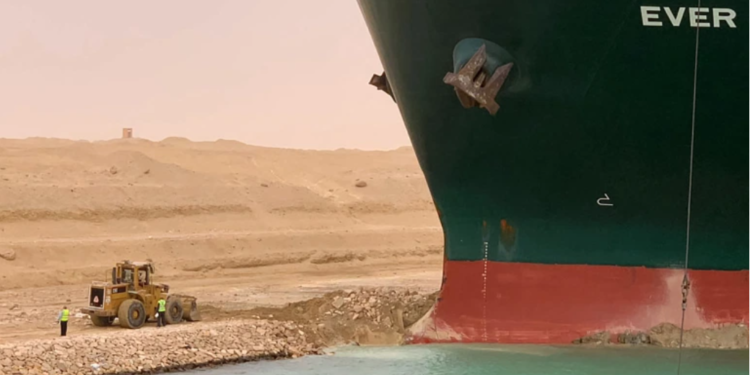 Massive Container Ship Blocks Suez Canal