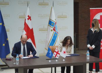 Georgian Post & Georgian Red Cross Sign MoC on Maro Makashvili Stamps