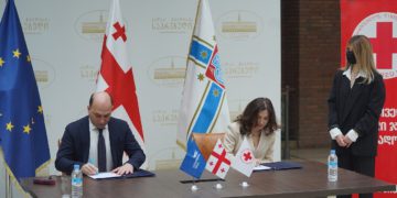 Georgian Post & Georgian Red Cross Sign MoC on Maro Makashvili Stamps