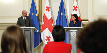 Charles Michel in Tbilisi, with President Salome Zurabishvili. Source: CharlesMichel/FB