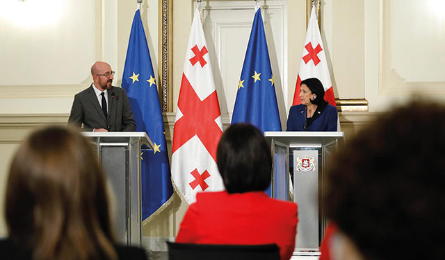 Charles Michel in Tbilisi, with President Salome Zurabishvili. Source: CharlesMichel/FB