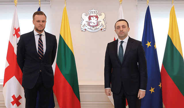 Lithuanian Foreign Minister Gabrielius Landsbergis and Georgian Prime Minister Irakli Garibashvili. April 28, 2021. Source: gov.ge