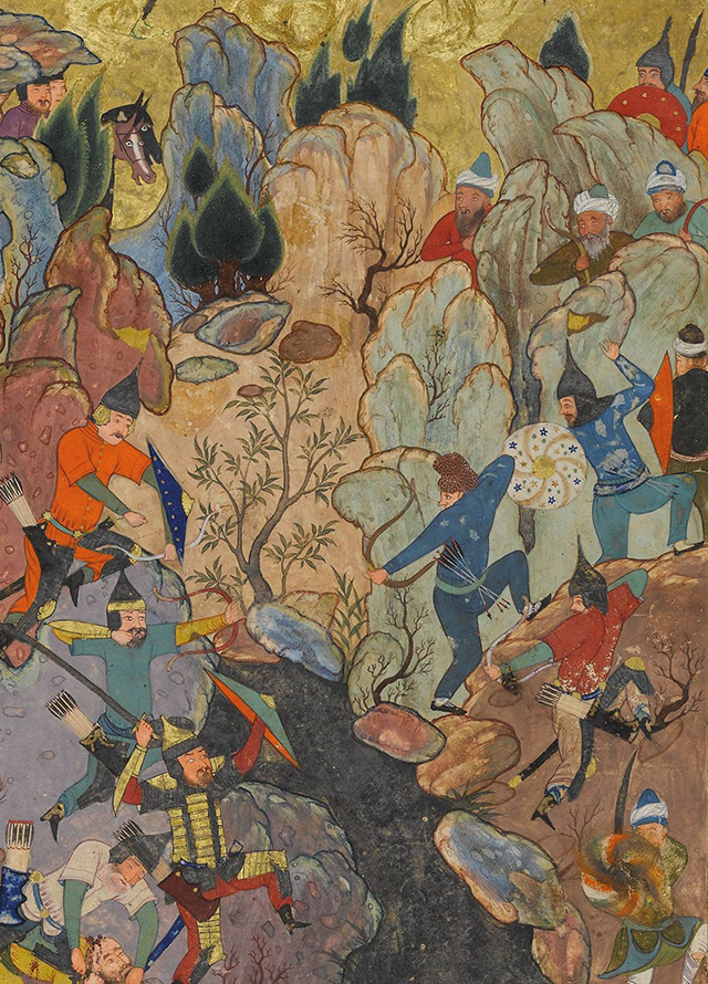 Detail, battle scene, folio from a ‘Zafarnama’ (Book of Victories) of Sharaf al-Din 'Ali Yazdi, 1485–86 /THE METROPOLITAN MUSEUM OF ART