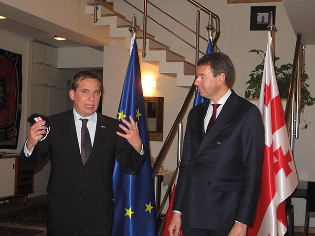 French Ambassador to Georgia, Diego Cola (left) and Laurent Germain, CEO of Egis and Chairman of the MEDEF International France-Georgia Business Council (right)