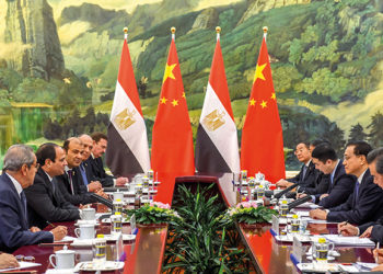 Leaders from China and Egypt conduct discussions during a meeting in the Great Hall of the People in Beijing, China in 2019. Photo by Greg Baker-Pool/Getty Images