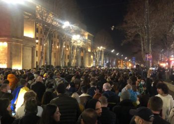 Rally in Support of Ukraine Ongoing on Rustaveli Avenue