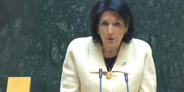 President of Georgia Salome Zurabishvili speaking in Parliament. Source: Publika.ge