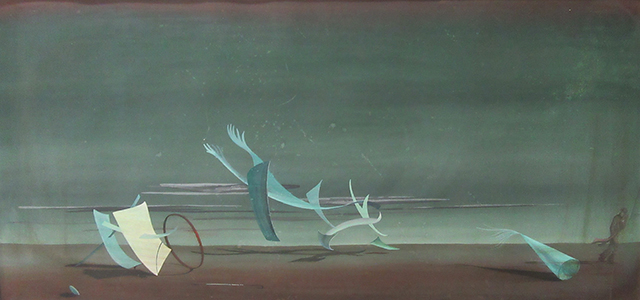 The Wind Was Blowing Since Morning. Paper, gouache. 35 x 73 cm. 1967.