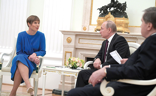 Former Estonian President Kersti Kaljulaid visited Vladimir Putin in 2019. Source: kremlin/wikimedia