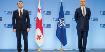 NATO Secretary General Jens Stoltenberg welcomed Prime Minister Irakli Garibashvili at NATO Headquarters. Source: NATO