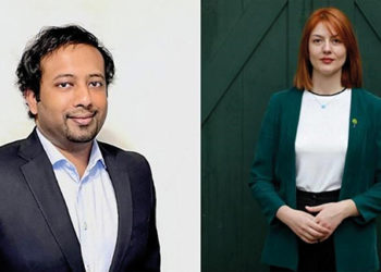 Brijesh Thoppil (left) of EOS Data Analytics and Ani Zurabashvili (right) of Georgian Farmers’ Association. Images Courtesy of EOS Data Analytics
