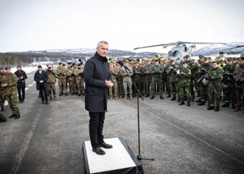 NATO Secretary General Jens Stoltenberg addresses NATO soldiers in Bardufoss, Norway, during the training exercise Cold Response 2022. Source: NATO