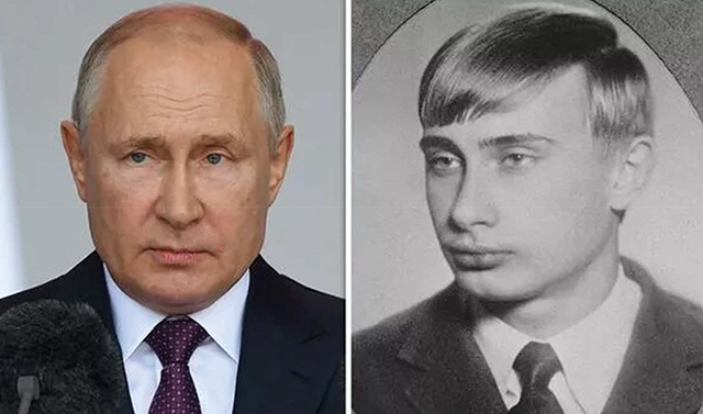 Russian President Vladimir Putin today (left) and in Saint Petersburg in 1970 (right). Source: Getty Images