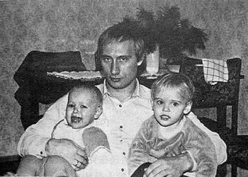 A young KGB officer Vladimir Putin with his daughters Katerina (left) and Maria (right) during their time with their father in Dresden, East Germany. Source: Russian Archives Photo via Getty Images