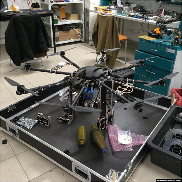 An R18 drone with munitions. Photo from Aerorozvidka NGO