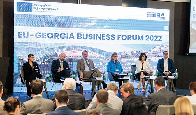The European Business Association hosted the EU-Georgia Business Forum 2022. The forum was attended by over 300 people, including EU Ambassador to Georgia, representatives of the Georgian government, business support organizations, European businesses from different sectors, the diplomatic corps, international organizations and financial institutions