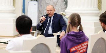 Russian President Vladimir Putin during a meeting with a panel of young Russians. Source: Sputnik/AFP Via Getty Images