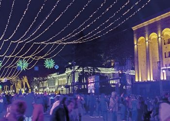 Christmas lights in downtown Tbilisi. Photo by Katie Ruth Davies