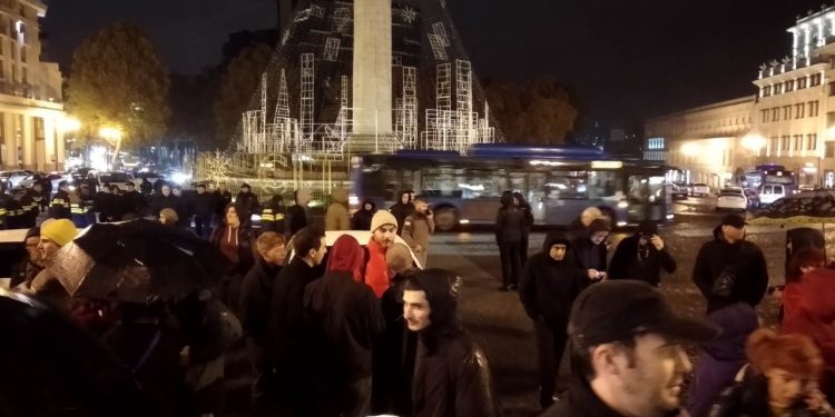 Citizens Protest Tbilisi New Year Slogan – “City of Peace” on Freedom Square