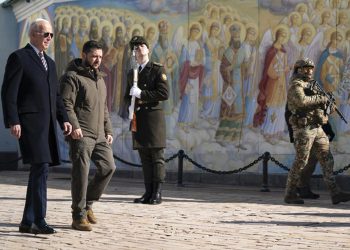 US Predsident Biden on a surprise visit to Kyiv on Monday. Photo by Evan Vucci / AP