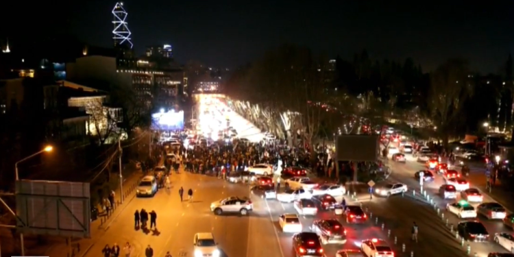 Protesters regroup near Justice House, Police clear Rustaveli Avenue