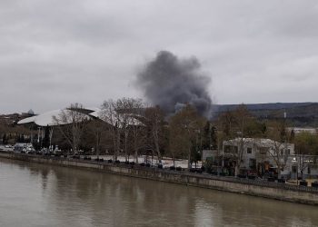 ‘Ambassador’ hotel in Tbilisi is on fire