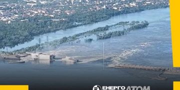 Kakhovka Dam in the Russian-controlled area of southern Ukraine destroyed