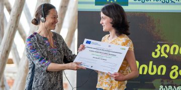 Tea Imnadze, from the Agricultural University, who wrote on the theme "Climate change affects grape and wine plants and intelligent viticulture."