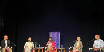 BBC's World Questions. Left to Right: Kornely Kakachia, Mariam Lashkhi, Anu Anand, Tina Bokuchava and Levan Ghambashidze. Photo by Salome Svanadze