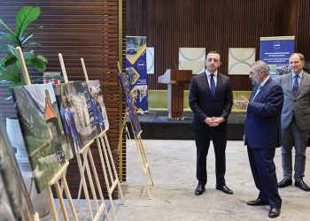 Prime Minister Irakli Garibashvili on a visit to the European Union Monitoring Mission HQ in Georgia this week. Source: EUMM