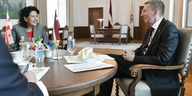 President Zurabishvili met with the President of the Republic of Latvia, Edgars Rinkevics, in Riga