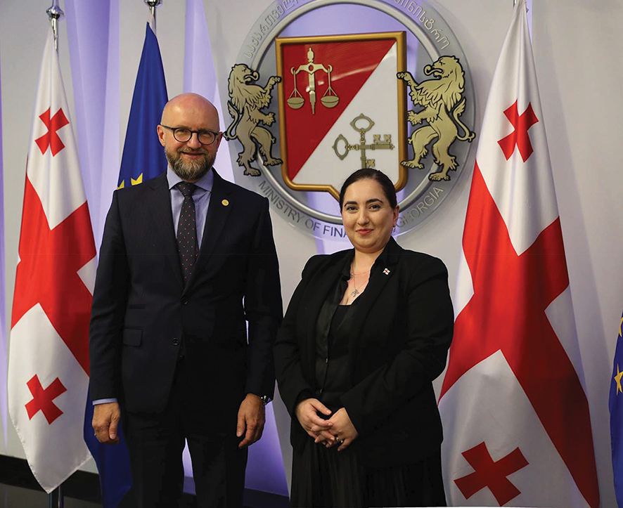 Vice President Konstantin Limitovskiy (left) and Ekaterina Gunstadze, Deputy Minister of Finance of Georgia. Photo by the Ministry of Finance of Georgia