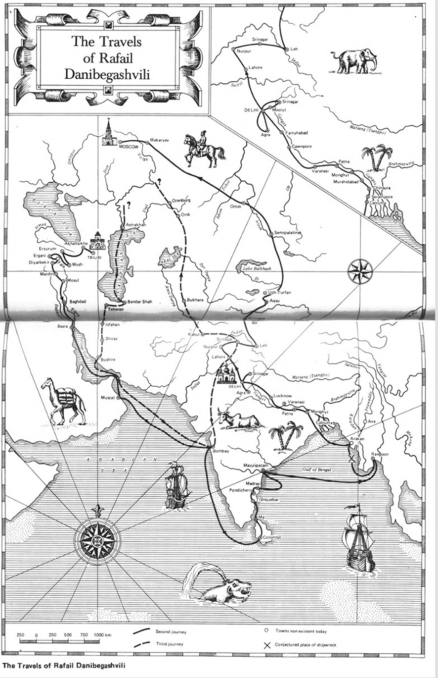 Map of Rafail Danibegashvili’s travels. Source: His journal.