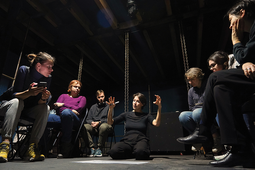 People participate in a workshop at the festival led by Anastasia Laukannen. Photo by Mikheil Matko.