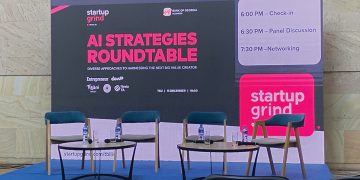 Set up for the AI Roundtable event at Tbilisi State University. Photo by Shelbi R. Ankiewicz.