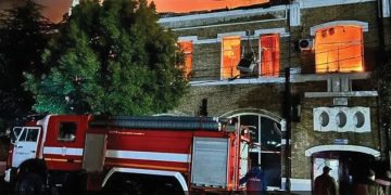 The blaze at the Sokhumi National Gallery. Source: Abkhazia Ministry of Culture on Telegram