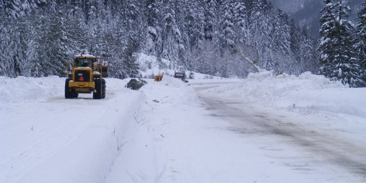 Avalanche blocks central road of Tago village, Khulo municipality