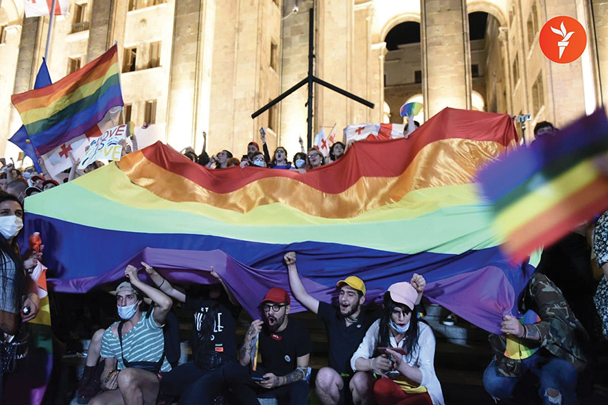 Tbilisi Pride supporters in front of the Parliament of Georgia in 2021. Source: Tbilisi Pride/X
