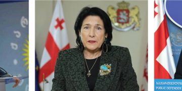 GD's Mamuka Mdinaradze, President Salome Zurabishvili and Georgia's Public Defender Levan Ioseliani