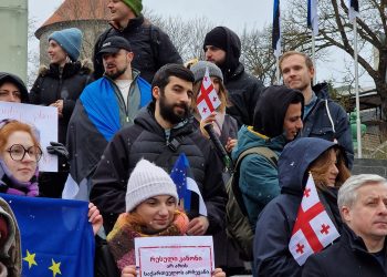 Georgians living in Tallinn protest against bill on “foreign influence”