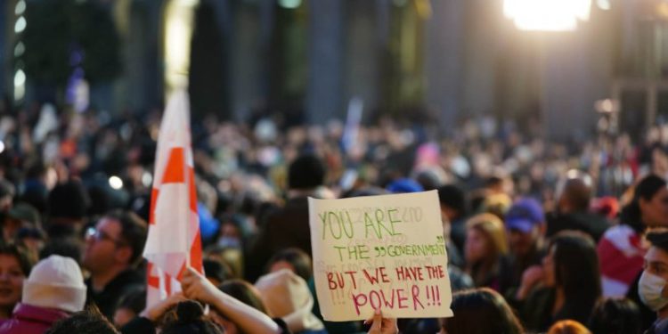 Rally against draft law “On Transparency of Foreign Influence” underway near Parliament