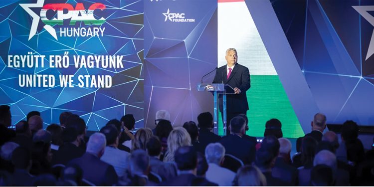 Viktor Orbán speaks at CPAC Hungary on 4 May 2023. Source: Miniszterelnok.hu