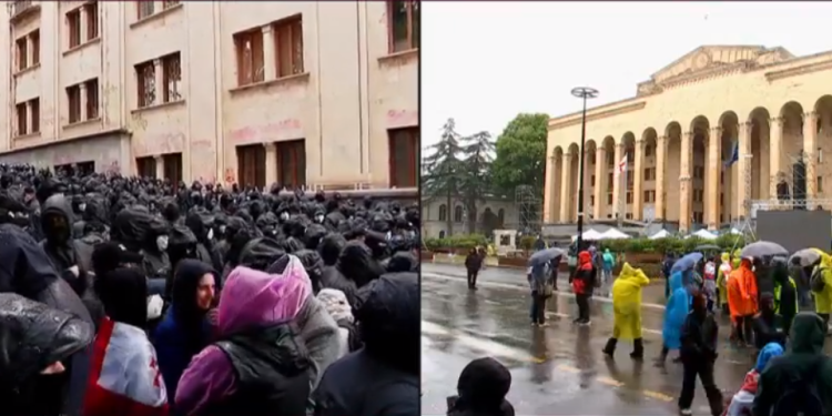 After all-night protester vigil, special police surround Rustaveli Avenue en masse