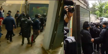 Riot police leave the streets