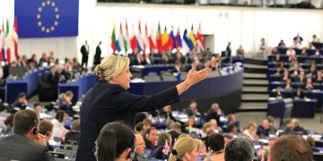Marine Le Pen in action in the European Parliament. Source: europarl.europa.eu