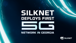 Silknet advertisement introducing the first 5G mobile network in Georgia, highlighting its fastest network with the best coverage
