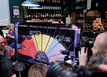 Election night event in Paris on July 7, 2024. Photo by Stephane De Sakutin/AFP