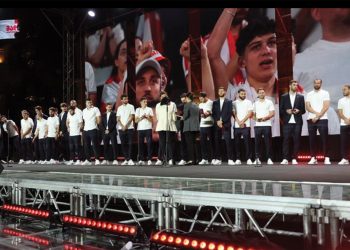 The Georgian national team is welcomed home. Source: IG