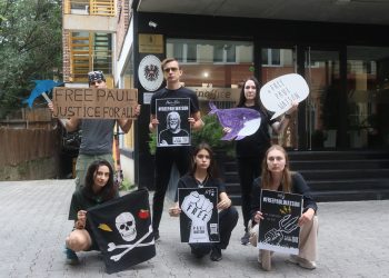 Georgian Activists Demand Freedom for “Ocean Hero” Captain Paul Watson outside Tbilisi’s Japanese and Danish Embassies