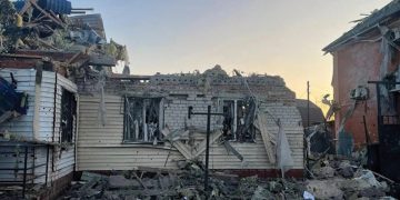 Damaged house following what Russian authorities called a Ukrainian military strike on the town of Sudzha. REUTERS